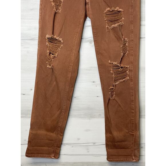 American Eagle Tomgirl Jeans Womens 0 Distressed Super Stretch Ripped Pants Deni - Picture 3 of 15